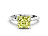 Silver Fancy Yellow Princess Cut Diamond Solitaire Engagement Ring with Classic Band and Four-Prong Setting_12