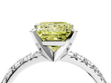 Silver Fancy Yellow Princess Cut Diamond Solitaire Pavé Engagement Ring with Round Band and Prong Setting_4