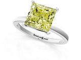 Silver Fancy Yellow Princess Cut Diamond Solitaire Ring with Classic Band and Four-Prong Setting_7