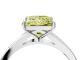 Silver Fancy Yellow Princess Cut Diamond Solitaire Ring with Pavé Band and Prong Setting_16