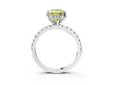Silver Fancy Yellow Princess Cut Diamond Solitaire Ring with Round  Pavé Band and Four-Prong Setting_39
