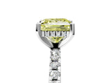 Silver Fancy Yellow Princess Cut Diamond Solitaire Ring with Round  Pavé Band and Four-Prong Setting_41