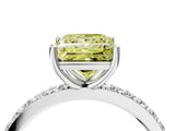 Silver Fancy Yellow Princess  Cut Diamond Solitaire with Pave Band and Four-Prong Setting 13