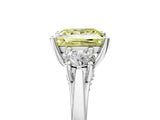 Silver Fancy Yellow Princess Cut Diamond Three-Stone Engagement Ring with Prong Setting and Pavé Band_11