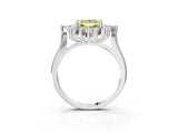 Silver Fancy Yellow Princess Cut Halo Diamond Cluster Ring with Marquise and Round Stones on a White Gold Band with Prong Setting_3