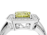 Silver Fancy Yellow Princess Cut Halo Diamond Engagement Ring with Pave Split Shank and Four-Prong Setting_10