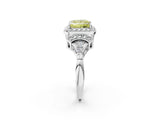 Silver Fancy Yellow Princess Cut Halo Diamond Split Shank Engagement Ring with Four-Prong Setting_8