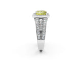Silver Fancy Yellow Princess Cut Halo Diamond Split Shank Ring with Prong Setting_8