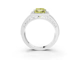 Silver Fancy Yellow Princess Cut Halo Diamond Split Shank Ring with Prong Setting_9