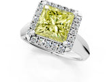 Silver Fancy Yellow Princess  Cut Halo Solitaire Engagement Ring with Square Band and Four-Prong Setting_25