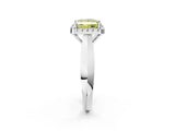 Silver Fancy Yellow Princess  Cut Halo Solitaire Engagement Ring with Square Band and Four-Prong Setting_26