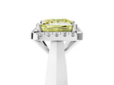Silver Fancy Yellow Princess  Cut Halo Solitaire Engagement Ring with Square Band and Four-Prong Setting_29