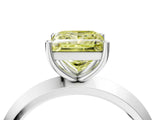 Silver Fancy Yellow Princess  Cut Solitaire Engagement Ring with Flat Band and Four-Prong Setting 5