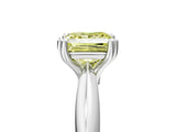 Silver Fancy Yellow Princess  Cut Solitaire Engagement Ring with Tapered Band and Four-Prong Setting