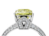 Silver Fancy Yellow Princess Cut Solitaire Split Shank Pave Diamond Engagement Ring with Four-Prong Setting_10