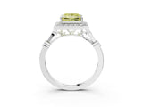 Silver Fancy Yellow Princess  Halo Diamond Engagement Ring with Twisted Band and Four-Prong Setting 3