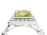 Silver Fancy Yellow Princess  Halo Diamond Engagement Ring with Twisted Band and Four-Prong Setting 4