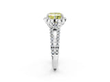 Silver Fancy Yellow Princess  Halo Diamond Floral Split Shank Engagement Ring 2