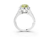 Silver Fancy Yellow Princess  Halo Diamond Floral Split Shank Engagement Ring 3