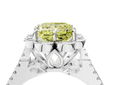 Silver Fancy Yellow Princess  Halo Diamond Floral Split Shank Engagement Ring 4