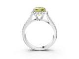 Silver Fancy Yellow Princess  Halo Round Diamond Pave Band with Prong Setting 4