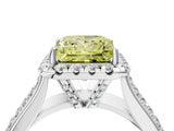 Silver Fancy Yellow Princess  Halo Round Diamond Pave Band with Prong Setting 5