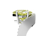 Silver Fancy Yellow Princess  Solitaire Diamond Engagement Ring with Pave Band and Four-Prong Setting