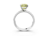 Silver Fancy Yellow Princess  Solitaire Diamond Engagement Ring with XO Engraved Band and Four-Prong Setting 3