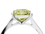 Silver Fancy Yellow Princess  Solitaire Diamond Ring with Four-Prong Setting and Tapered Band 4