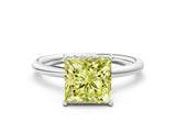 Silver Fancy Yellow Princess  Solitaire Diamond Ring with a Classic Band and Four-Prong Setting 1