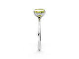 Silver Fancy Yellow Princess  Solitaire Diamond Ring with a Classic Band and Four-Prong Setting 3