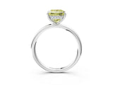 Silver Fancy Yellow Princess  Solitaire Diamond Ring with a Classic Band and Four-Prong Setting 4