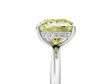 Silver Fancy Yellow Princess  Solitaire Diamond Ring with a Classic Band and Four-Prong Setting