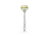 Silver Fancy Yellow Princess  Solitaire Twist Band Ring with Four-Prong Setting_5
