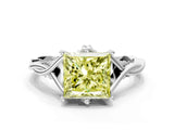 Silver Fancy Yellow Princess  Solitaire Twist Band Six-Prong Setting 1