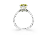 Silver Fancy Yellow Princess  Solitaire Twist Band with Leaf Prong Setting 4
