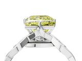 Silver Fancy Yellow Princess  Solitaire Twist Band with Leaf Prong Setting 5