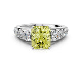 Silver Fancy Yellow Radiant Cut Brilliant Diamond Pavé Band with Six-Prong Setting_19