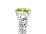 Silver Fancy Yellow Radiant Cut Brilliant Diamond Pavé Band with Six-Prong Setting_24