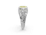 Silver Fancy Yellow Radiant Cut Brilliant Milgrain Filigree Diamond Ring with Square Prong Setting_14