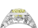 Silver Fancy Yellow Radiant Cut Brilliant Milgrain Filigree Diamond Ring with Square Prong Setting_16