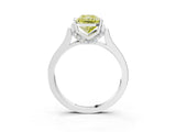 Silver Fancy Yellow Radiant Cut Brilliant Solitaire Diamond Ring with Channel Set Band and Bar Prong Setting_9