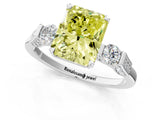 Silver Fancy Yellow Radiant Cut Brilliant Three-Stone Pave Band with Four-Prong Setting_7