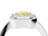 Silver Fancy Yellow Radiant Cut-Cut Diamond Halo Engagement Ring with Pave Band and Prong Setting_10