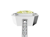 Silver Fancy Yellow Radiant Cut-Cut Diamond Halo Engagement Ring with Pave Band and Prong Setting_11