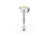 Silver Fancy Yellow Radiant Cut Cut Halo Pavé Diamond Ring_14