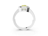 Silver Fancy Yellow Radiant Cut Cut Halo Pavé Diamond Ring_15