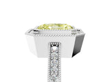 Silver Fancy Yellow Radiant Cut Cut Halo Pavé Diamond Ring_17