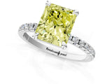 Silver Fancy Yellow Radiant Cut Diamond Brilliant Solitaire Ring with Pavé Band and Four-Prong Setting_37