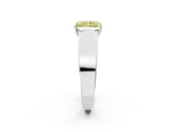 Silver Fancy Yellow Radiant Cut Diamond Channel Set Solitaire Ring with Four-Prong Setting_66
